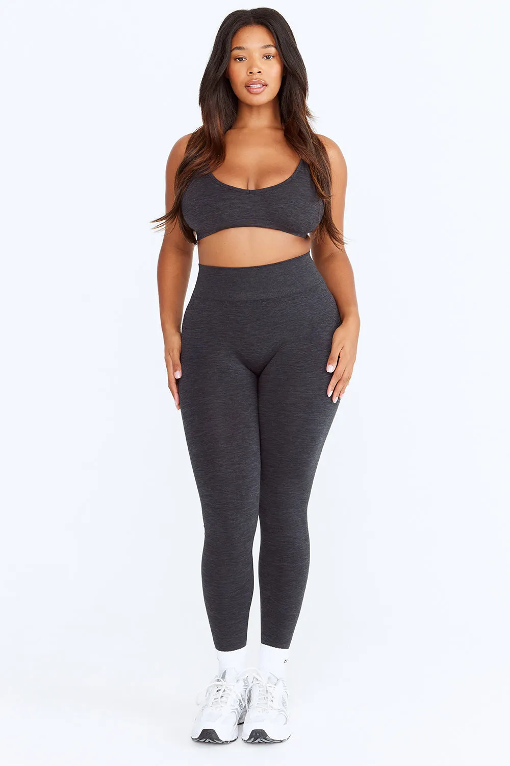 SCULPT SEAMLESS NO-SCRUNCH LEGGING - OYSTER BLACK MARL sold by TALA