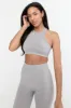 Sculpt Seamless Ribbed Racer Sports Bra - Light Grey Marl sold by TALA