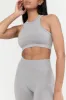Sculpt Seamless Ribbed Racer Sports Bra - Light Grey Marl sold by TALA