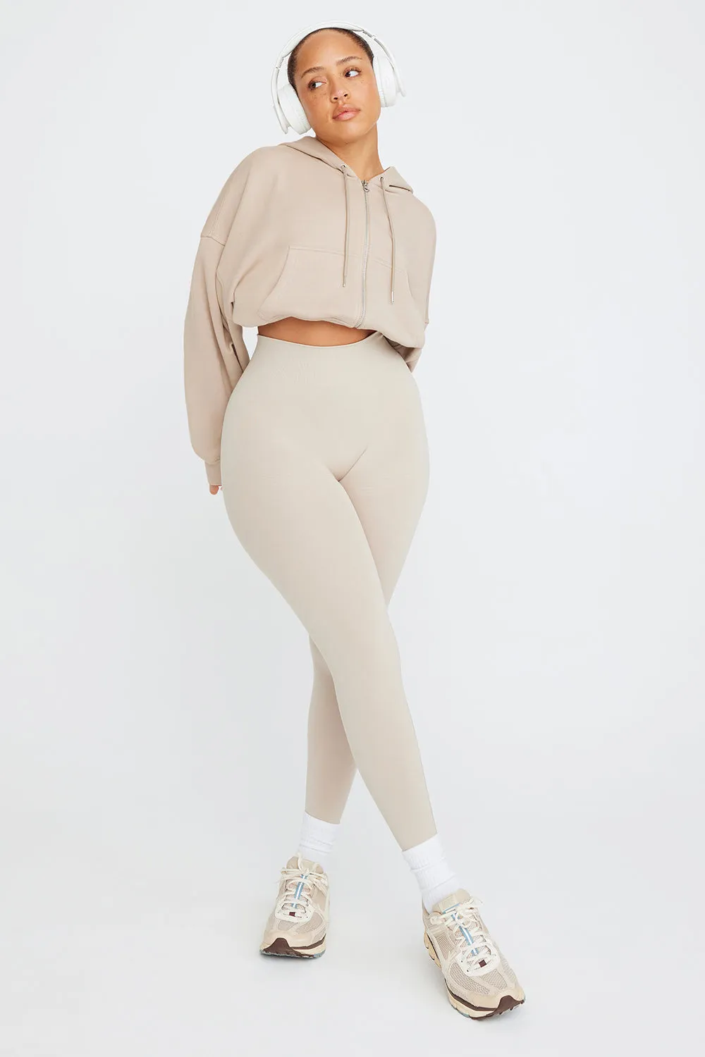 CROPPED ZIP THROUGH HOODIE - LATTE sold by TALA product image thumbnail 4