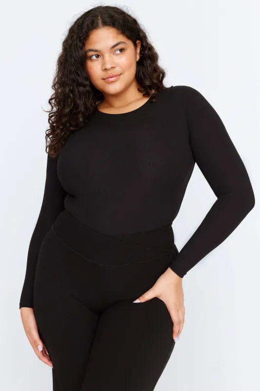 365 SCULPTING LOUNGE LONG SLEEVE BODYSUIT - SHADOW BLACK sold by TALA