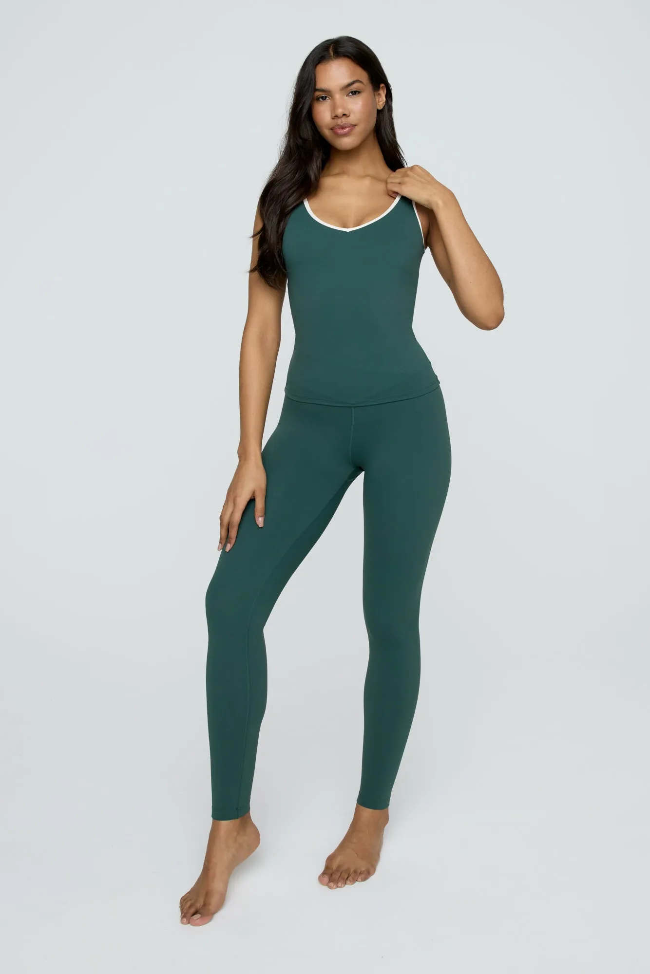DayFlex Contrast Trim Wrap High Waisted Legging - Hunter Green And Buttermilk sold by TALA