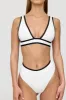 Kos Contrast Trim High Waisted Cheeky Bikini Brief - Coconut Milk And Shadow Black sold by TALA