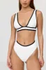 Kos Contrast Trim High Waisted Cheeky Bikini Brief - Coconut Milk And Shadow Black sold by TALA