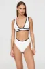 Kos Contrast Trim High Waisted Cheeky Bikini Brief - Coconut Milk And Shadow Black sold by TALA