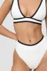 Kos Contrast Trim High Waisted Cheeky Bikini Brief - Coconut Milk And Shadow Black sold by TALA