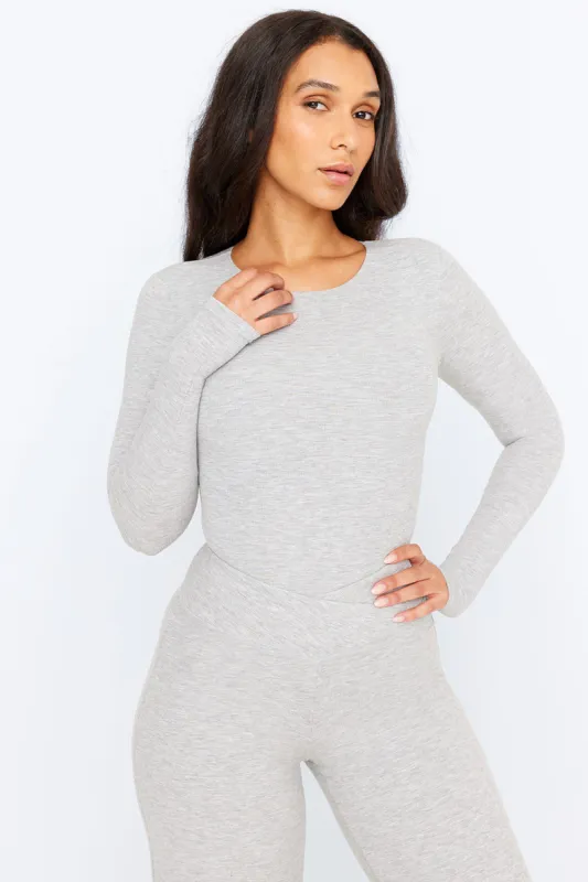 365 SCULPTING LOUNGE LONG SLEEVE BODYSUIT - GREY MARL sold by TALA