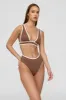 Kos Contrast Trim High Waisted Cheeky Bikini Brief - Terracotta And Coconut Milk sold by TALA