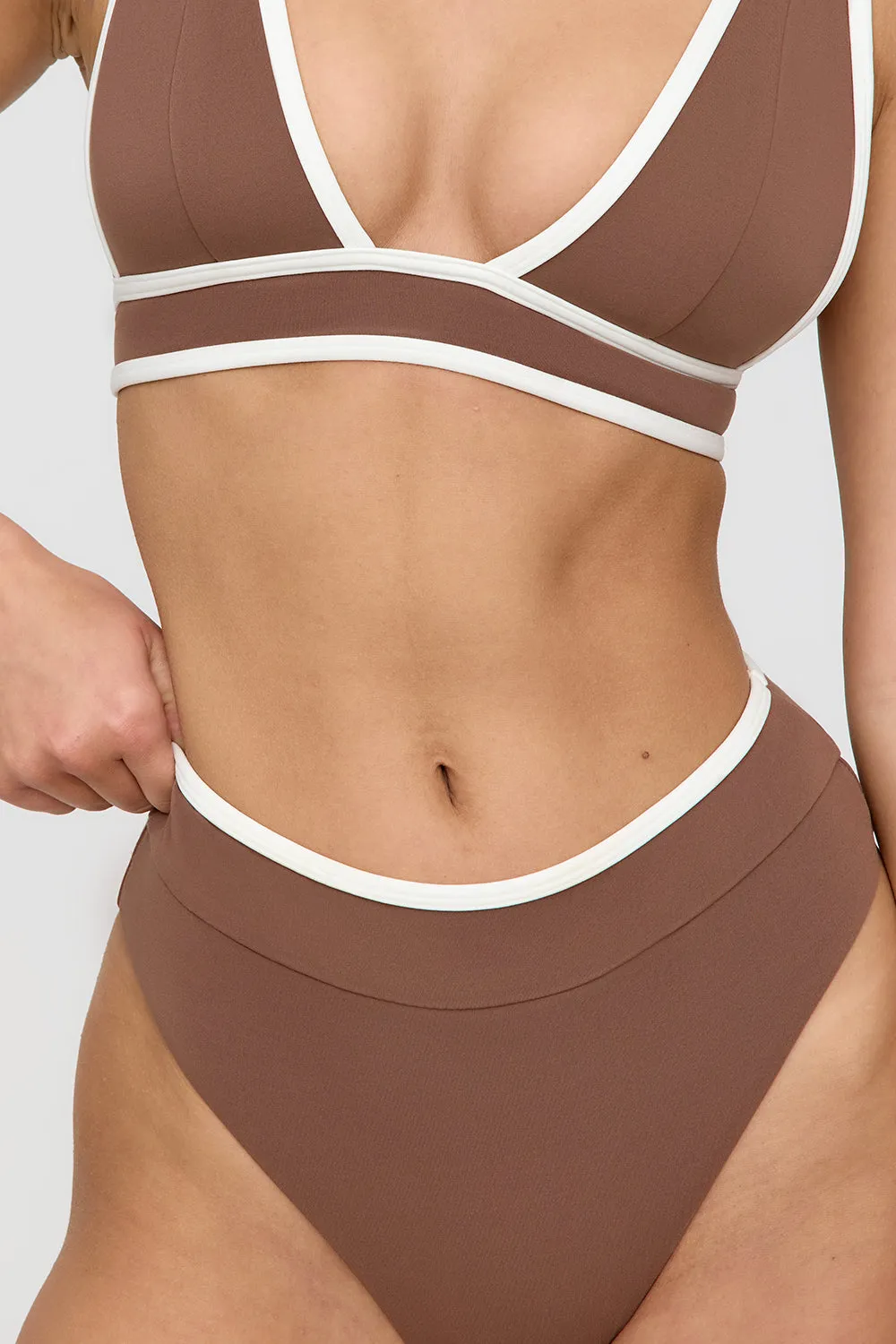 Kos Contrast Trim High Waisted Cheeky Bikini Brief - Terracotta And Coconut Milk sold by TALA product image thumbnail 3