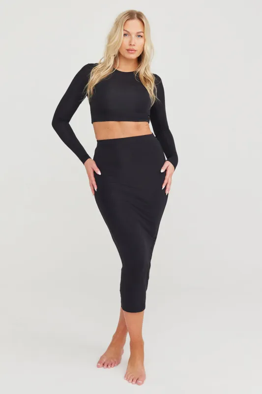 365 LONG SLEEVE CROP TOP - SHADOW BLACK sold by TALA