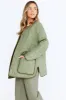 Oversized Reversible Quilted Jacket- Light Olive And Army Green sold by TALA