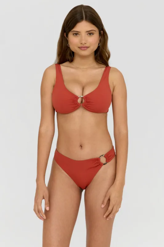 Nixie Asymmetric Ring Bikini Brief - Rust Orange sold by TALA