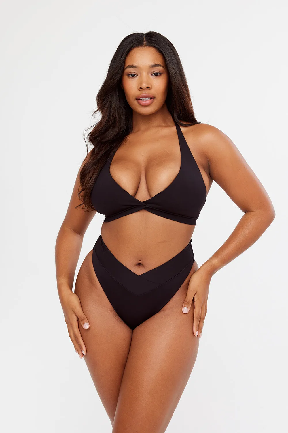 AMALFI WRAP DETAIL HALTER BIKINI TOP - BLACK sold by TALA product image thumbnail 2