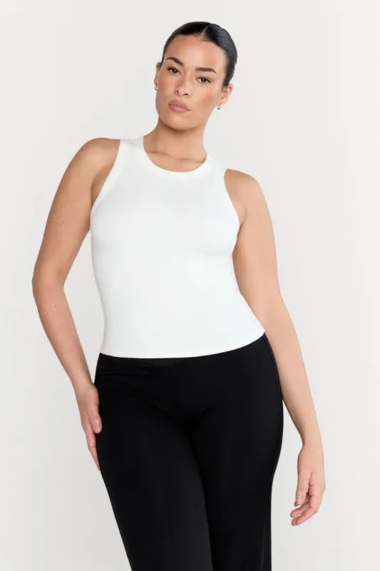 365 Sculpting Lounge Racer Tank - Coconut Milk sold by TALA