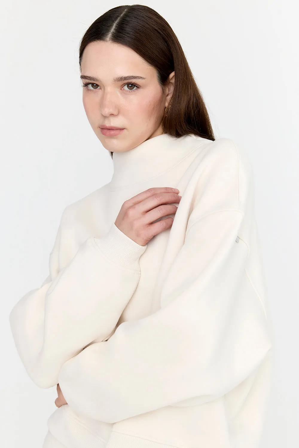 EVERYDAY LOOSE HEM MOCK NECK SWEATSHIRT - MILK sold by TALA product image thumbnail 2