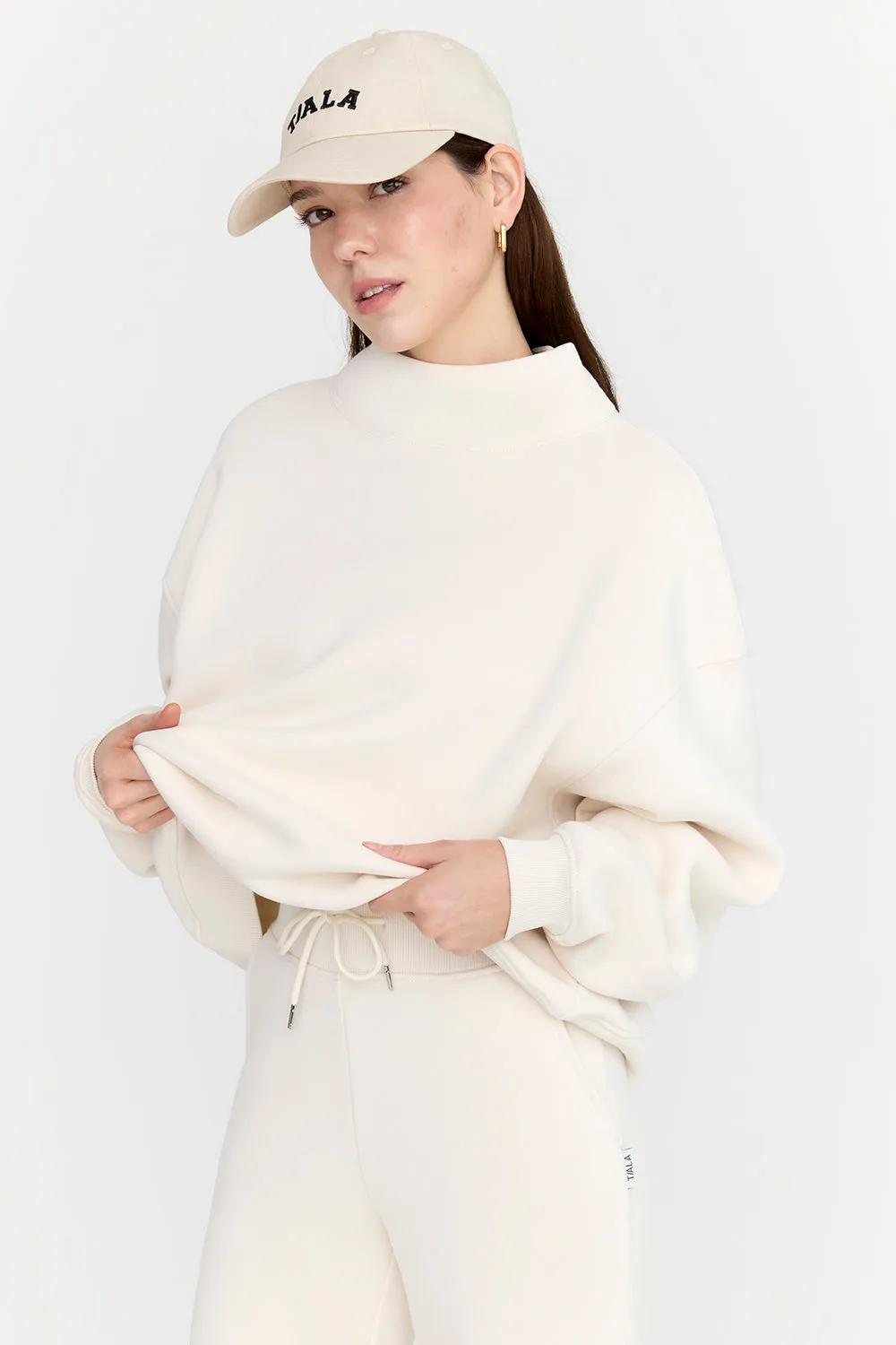 EVERYDAY LOOSE HEM MOCK NECK SWEATSHIRT - MILK sold by TALA product image thumbnail 4