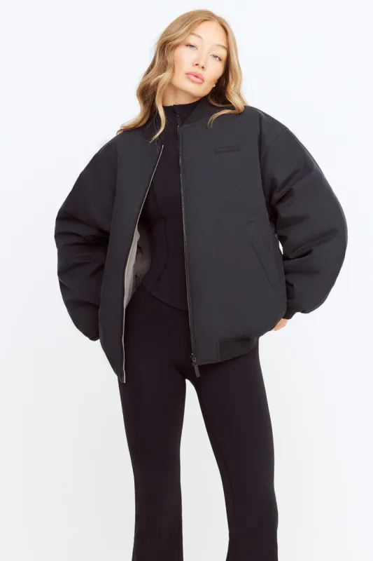 REVERSIBLE BOMBER JACKET - BLACK AND PEBBLE sold by TALA