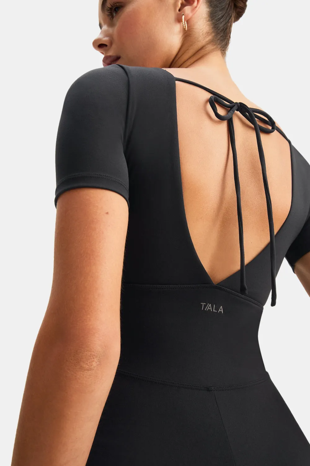 DayFlex Built-In Support Plunge Neck Tie Back Unitard - Shadow Black sold by TALA product image thumbnail 5