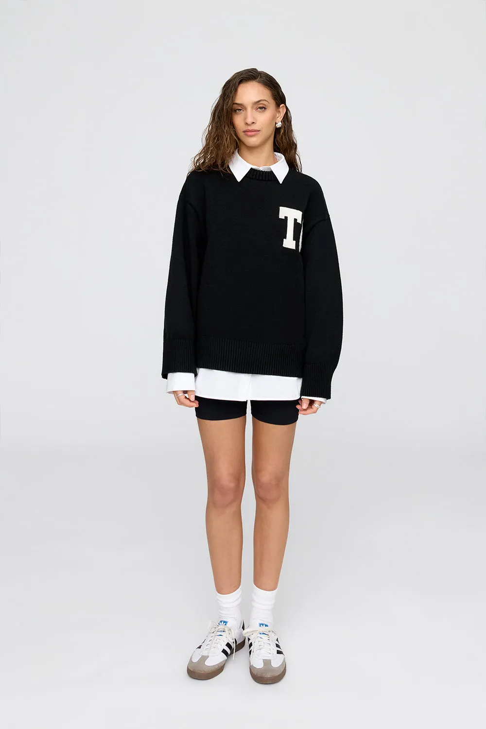 T Logo Knit Sweater - Black And Milk sold by TALA product image thumbnail 5