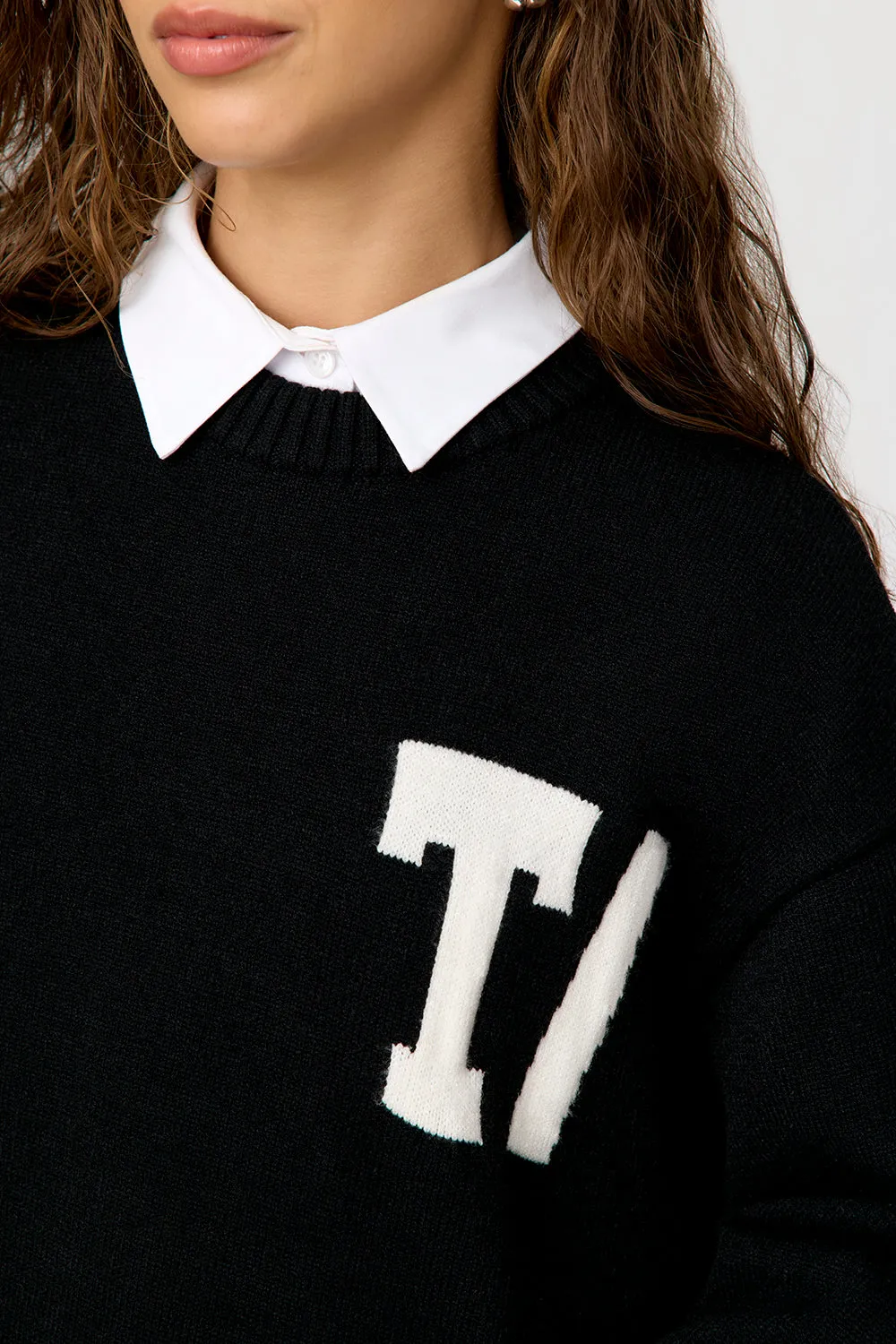 T Logo Knit Sweater - Black And Milk sold by TALA product image thumbnail 2