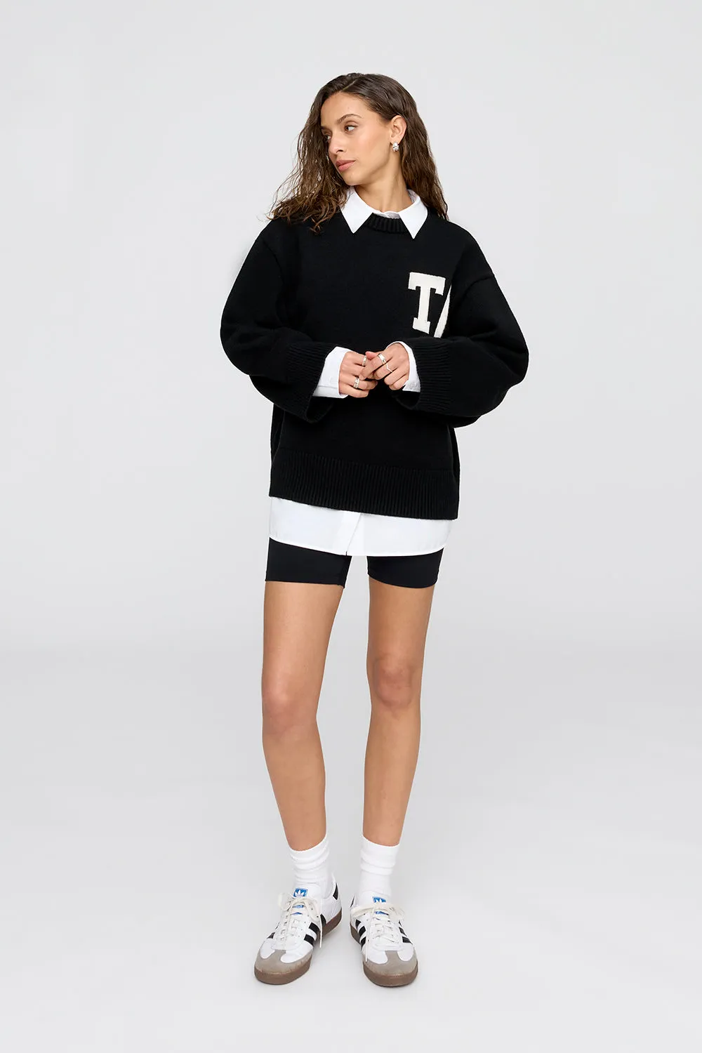 T Logo Knit Sweater - Black And Milk sold by TALA product image thumbnail 4