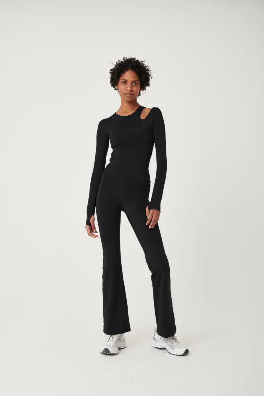 SkinLuxe Cut Out Shoulder Long Sleeve Top - Shadow Black sold by TALA