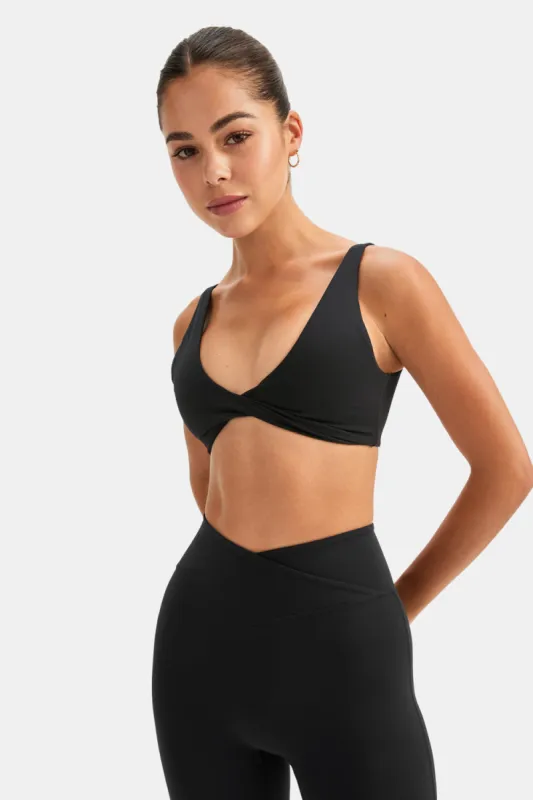 DayFlex Twist Front Sports Bra - Shadow Black sold by TALA