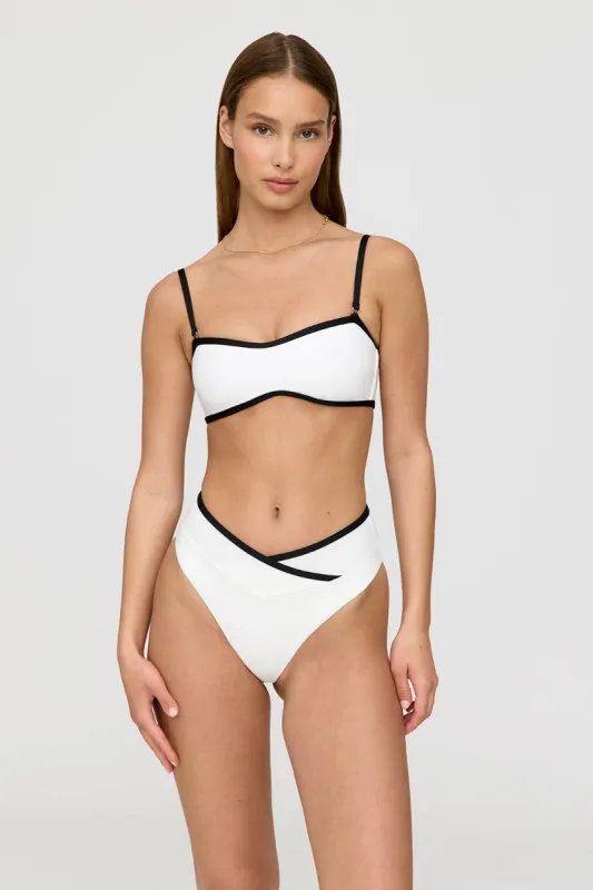 Mykonos Contrast Trim Multiway Bandeau Bikini Top - Coconut Milk And Shadow Black sold by TALA