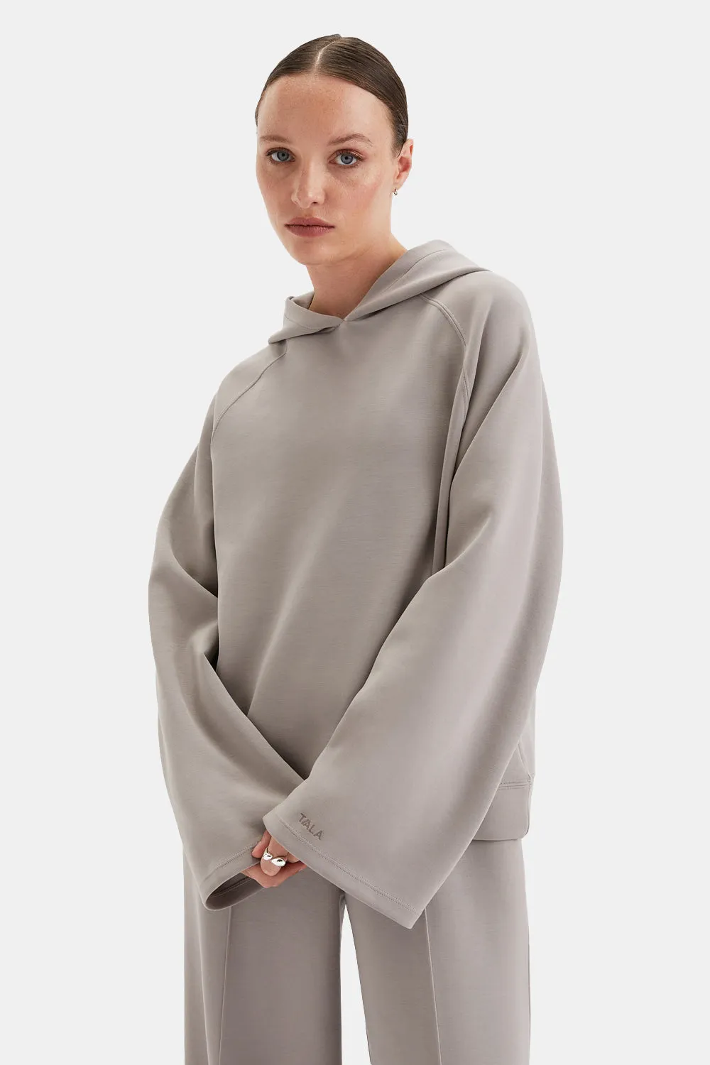 SoftSmart Flared Sleeve Hoodie - Pebble sold by TALA