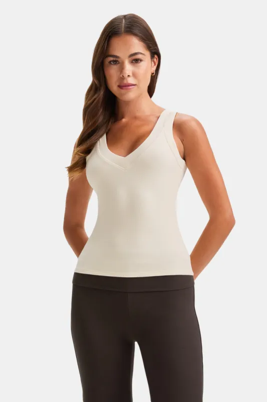 365 Sculpting Lounge Reversible Tank - Buttermilk sold by TALA