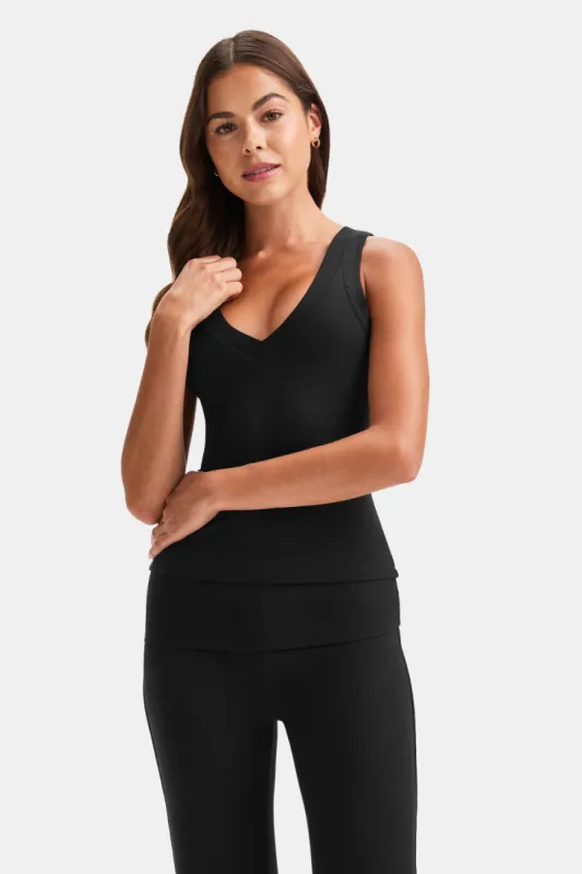 365 Sculpting Lounge Reversible Tank - Shadow Black sold by TALA