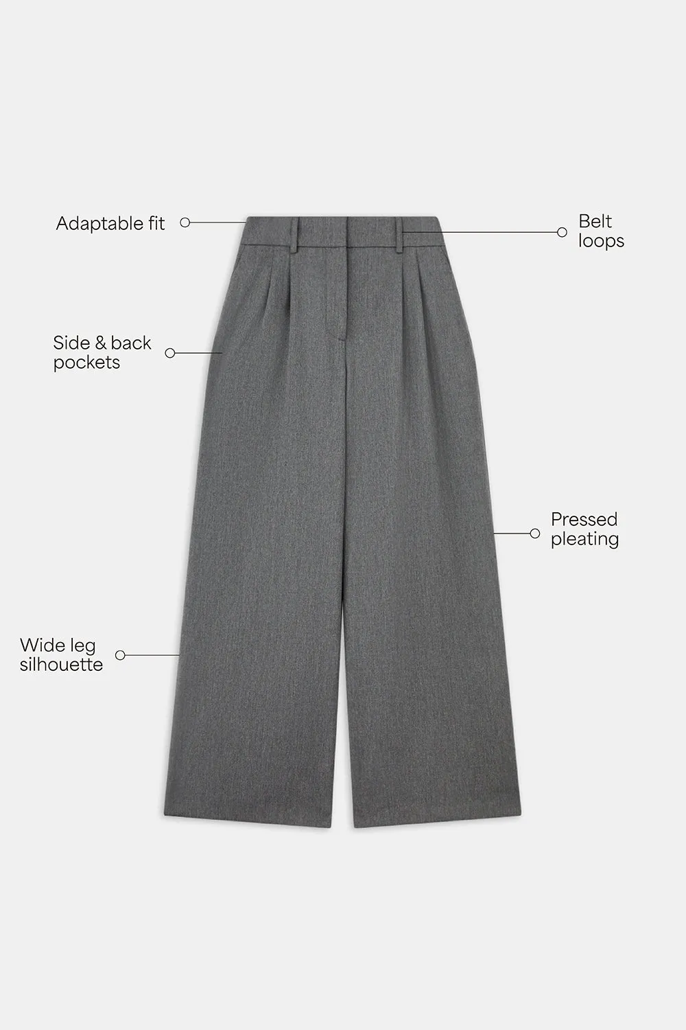 Everyday Tailoring Wide Leg Trousers - Charcoal Grey Marl sold by TALA product image thumbnail 2