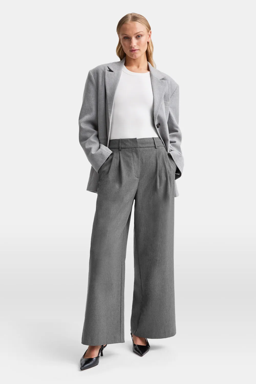 Everyday Tailoring Wide Leg Trousers - Charcoal Grey Marl sold by TALA product image thumbnail 5