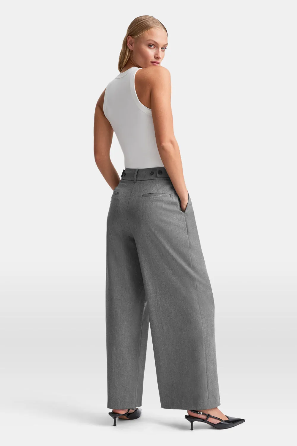 Everyday Tailoring Wide Leg Trousers - Charcoal Grey Marl sold by TALA product image thumbnail 3