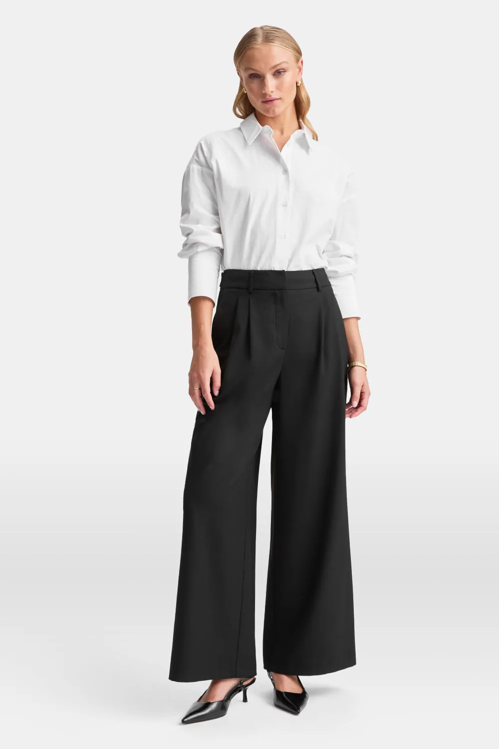 Everyday Tailoring Wide Leg Trousers - Black sold by TALA