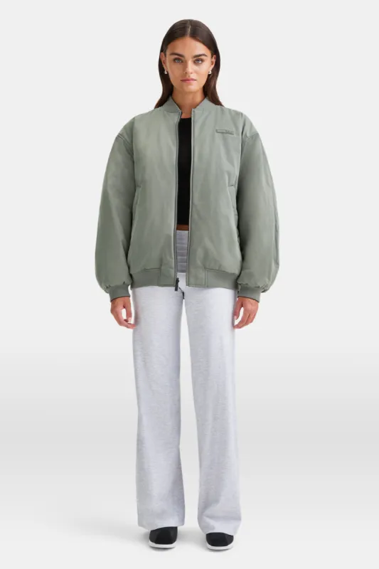 Reversible Oversized Bomber Jacket - Black And Cool Olive sold by TALA