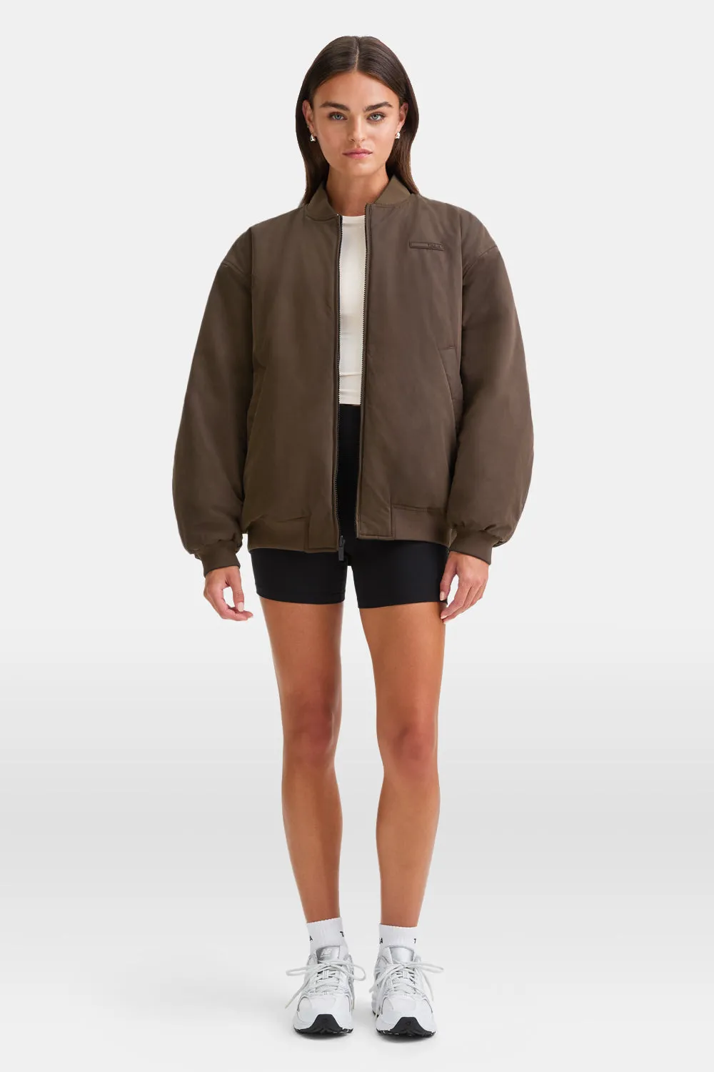 Reversible Oversized Bomber Jacket - Black And Espresso sold by TALA