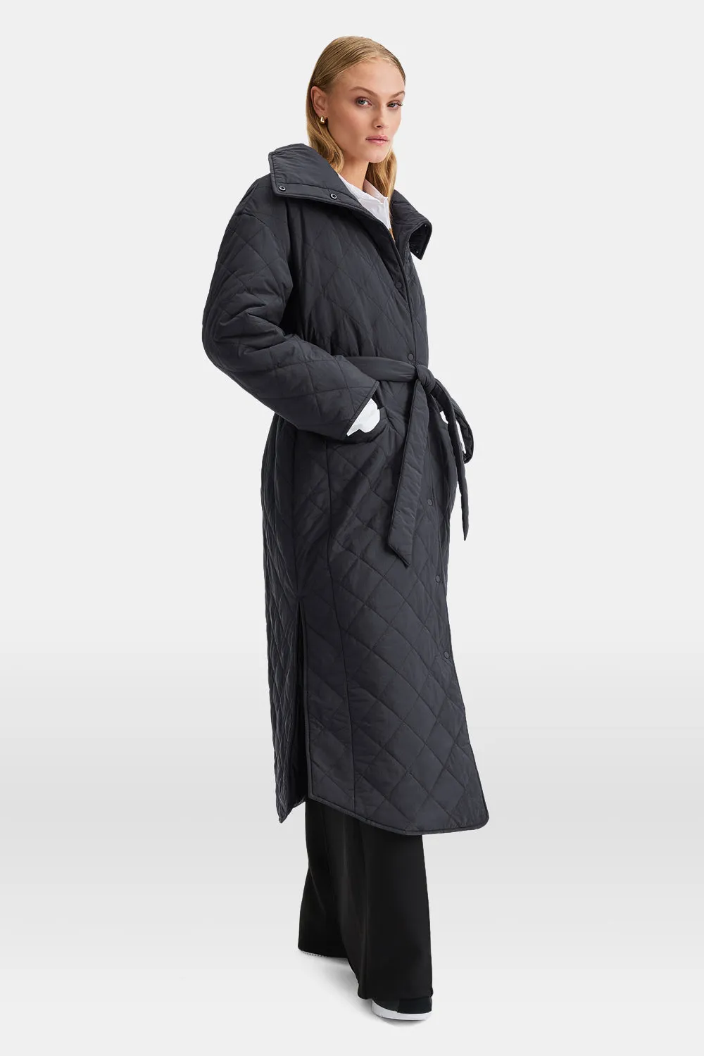 Reversible Padded And Quilted Longline Everything Overcoat - Black sold by TALA product image thumbnail 3