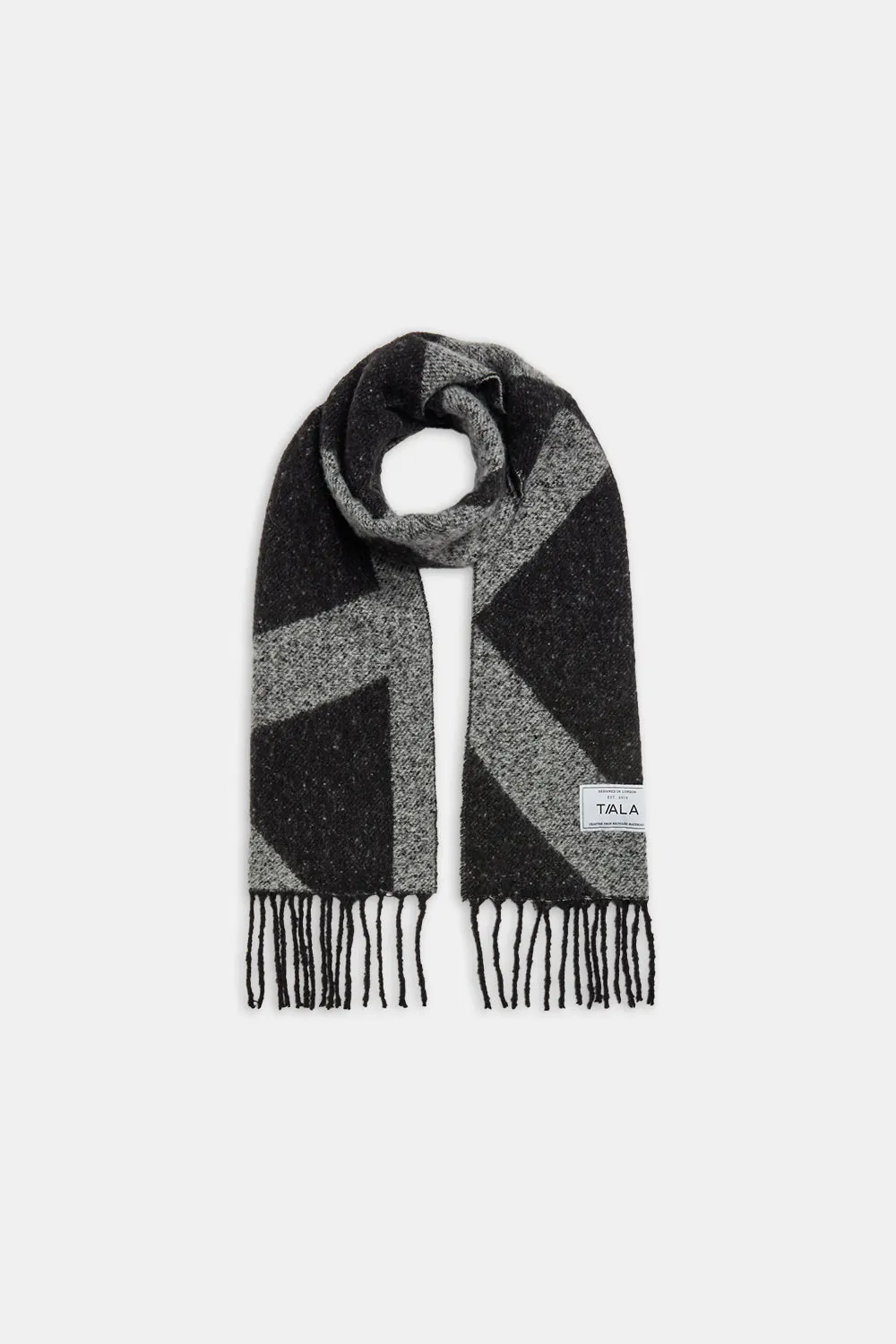 T LOGO BRUSHED SCARF - CHARCOAL AND BLACK sold by TALA product image thumbnail 2