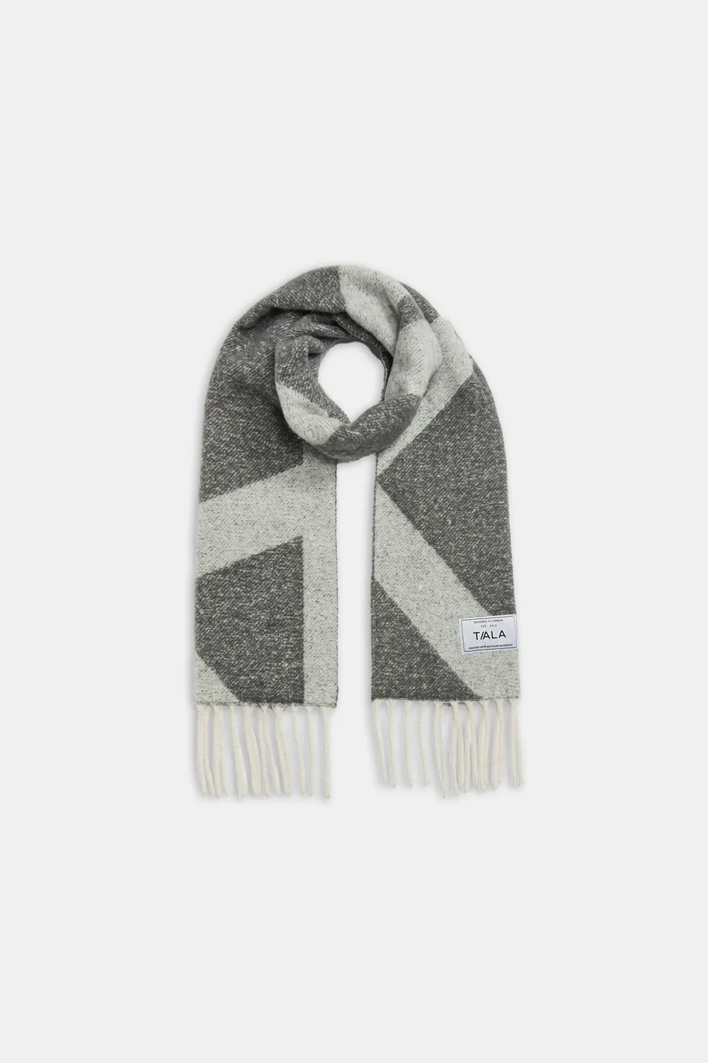 T LOGO BRUSHED SCARF - MID GREY AND LIGHT GREY sold by TALA product image thumbnail 2