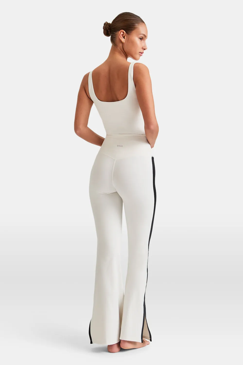 DayFlex Contrast Stripe Side Split Flared Yoga Pant No Front Seam - Ivory And Shadow Black sold by TALA product image thumbnail 4