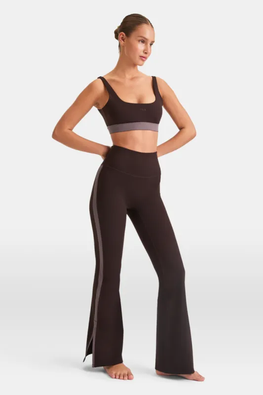 DayFlex Contrast Stripe Side Split Flared Yoga Pant No Front Seam - Americano And Mocha sold by TALA