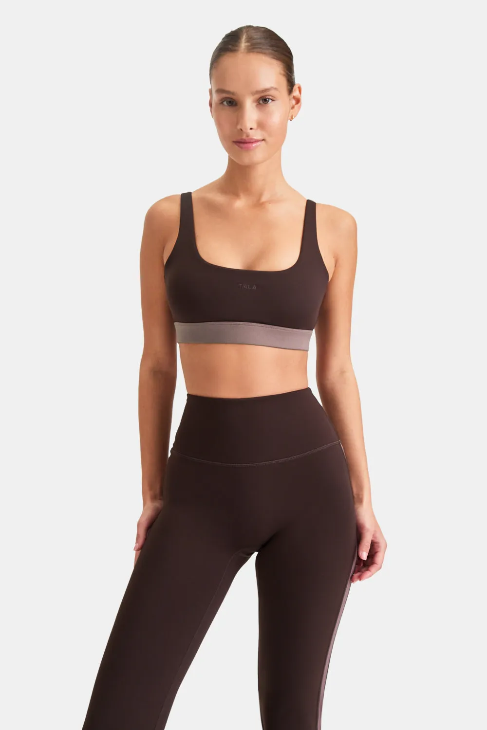 DayFlex Open Back Square Neck Sports Bra - Americano And Mocha sold by TALA