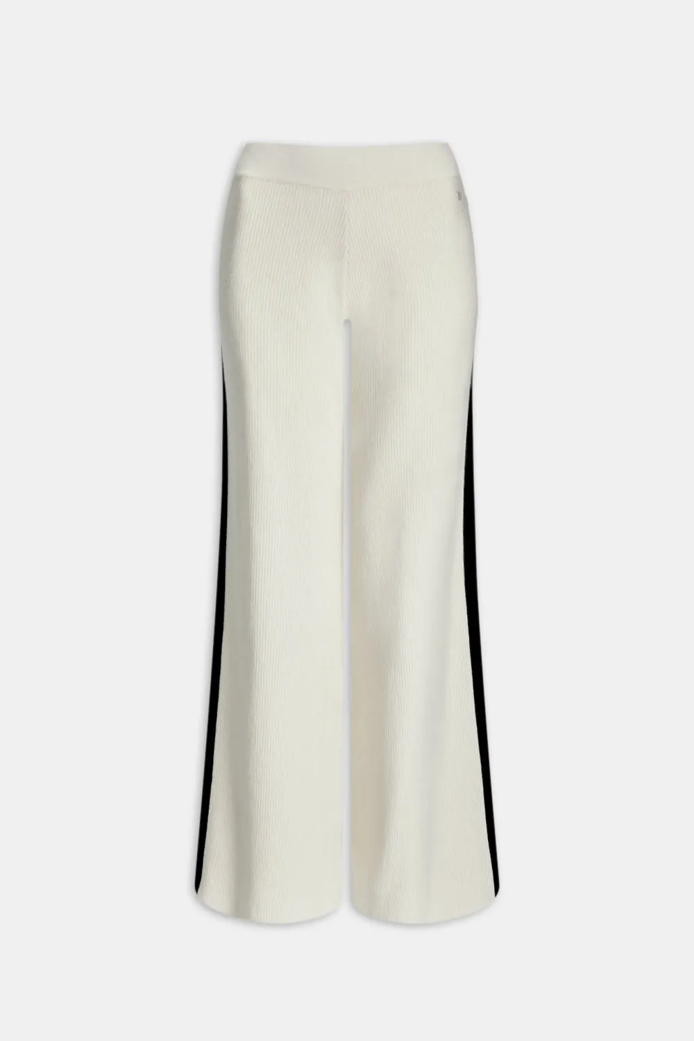 Wide Leg Contrast Ribbed Knit Trousers - Buttermilk And Black sold by TALA product image thumbnail 2