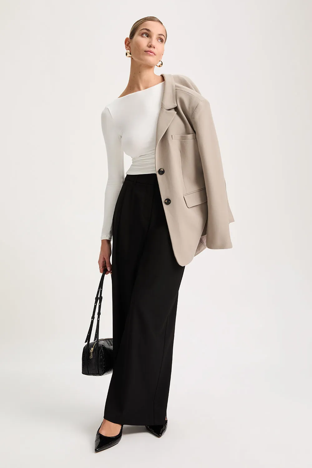 365 Ruched Side Open Back Long Sleeve Top - Coconut Milk sold by TALA product image thumbnail 5