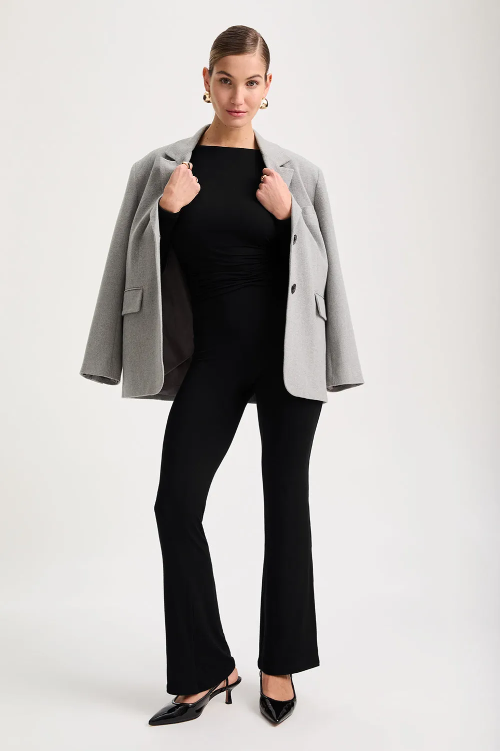 365 Ruched Side Open Back Long Sleeve Top - Shadow Black sold by TALA product image thumbnail 5