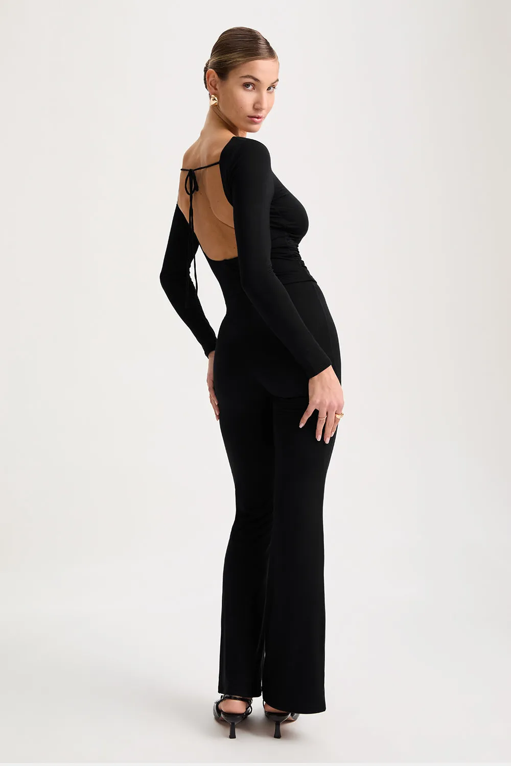 365 Ruched Side Open Back Long Sleeve Top - Shadow Black sold by TALA product image thumbnail 4