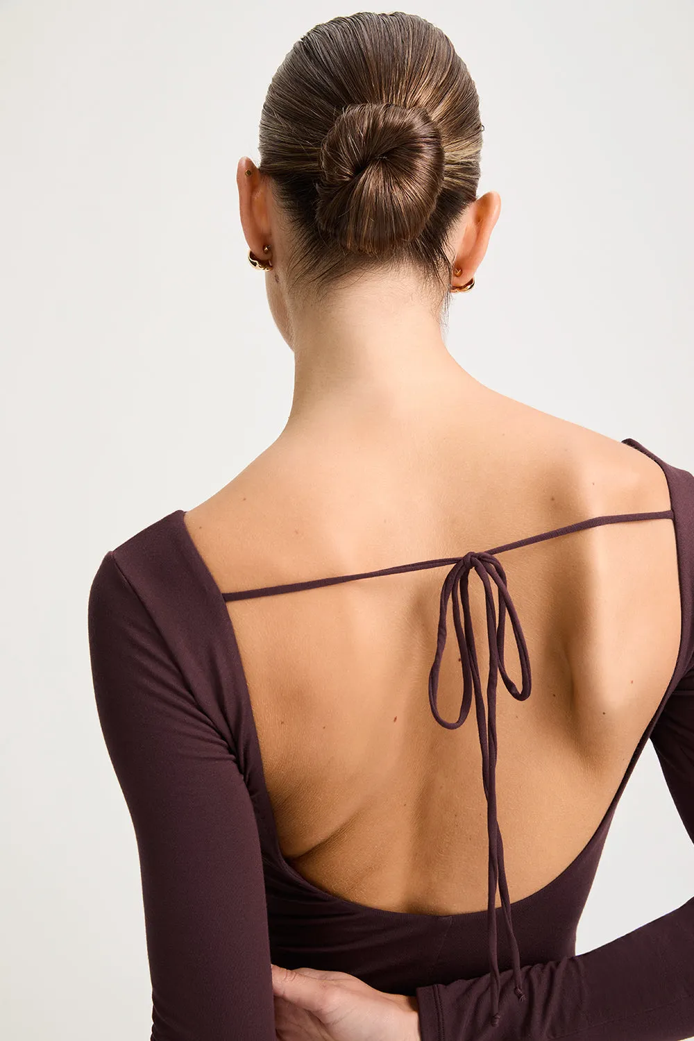 365 Ruched Side Open Back Long Sleeve Top - Mulled Wine sold by TALA product image thumbnail 2