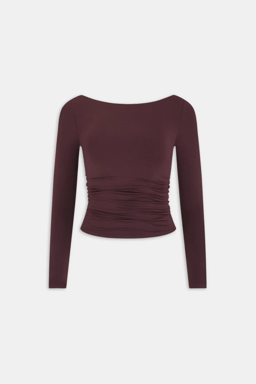 365 Ruched Side Open Back Long Sleeve Top - Mulled Wine sold by TALA product image thumbnail 3