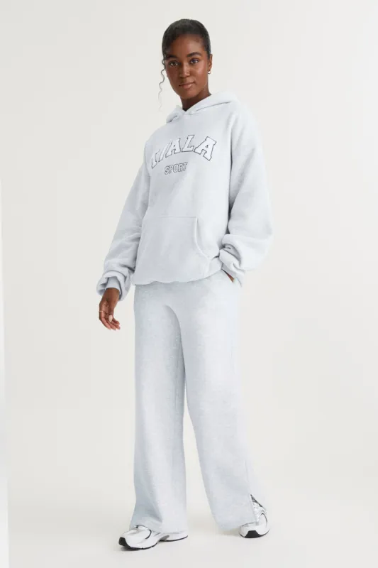 WIDE LEG CLUB LOGO JOGGER - GREY MARL sold by TALA